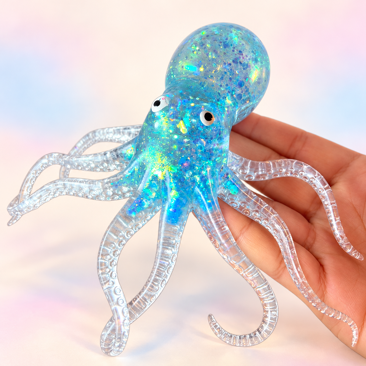 Glitter octopus squishy — bright background
