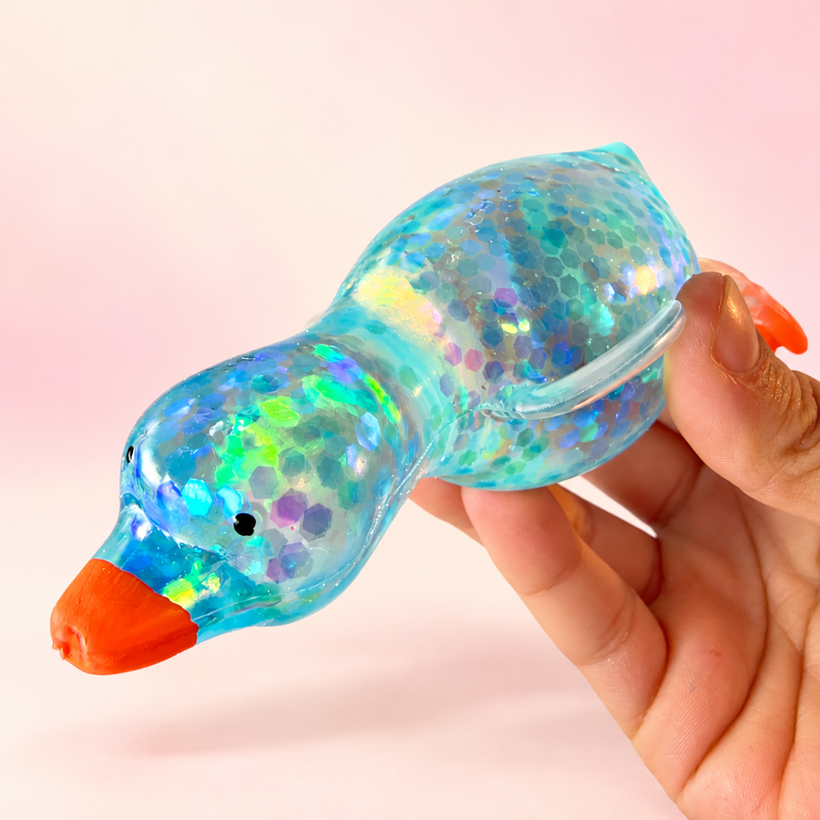 Glitter duck squishy — bright background